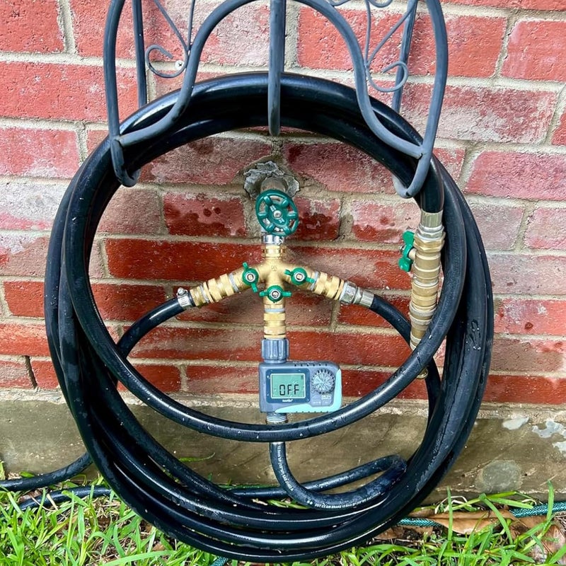 STYDDI Full Flow 3-Way Garden Hose Splitter, Solid Brass High Volume 3 Way Hose Splitter Valve with Metal Handle, Heavy Duty High Flow Spigot Splitter with Shut off Valve, 3/4 Inch Garden Tap Splitter - Image 2